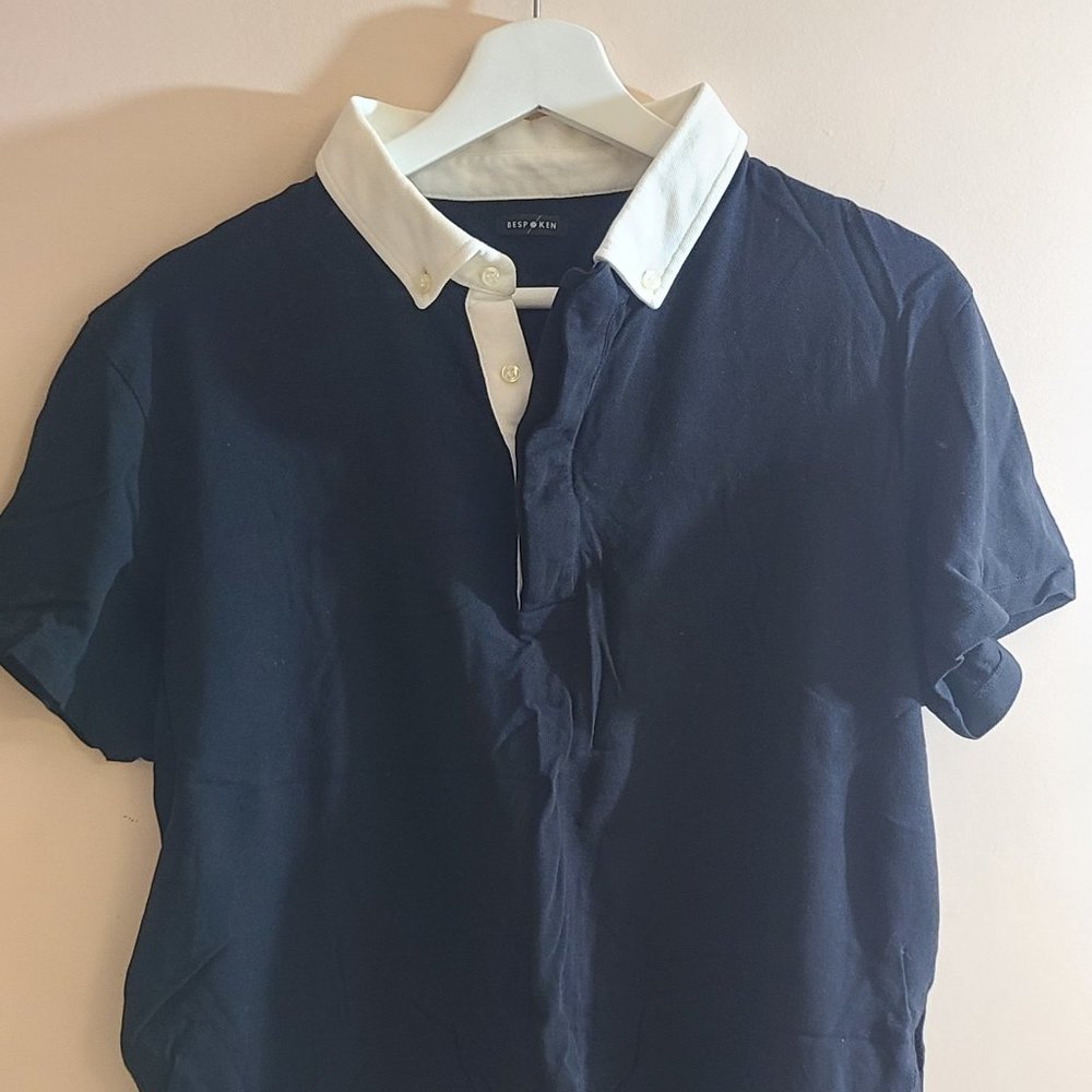 SOLD - Bespoken Black White Collar Polo Shirt Women Sz XL Vintage Rare